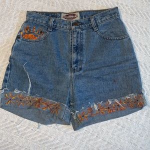 high waisted jean shorts custom painted